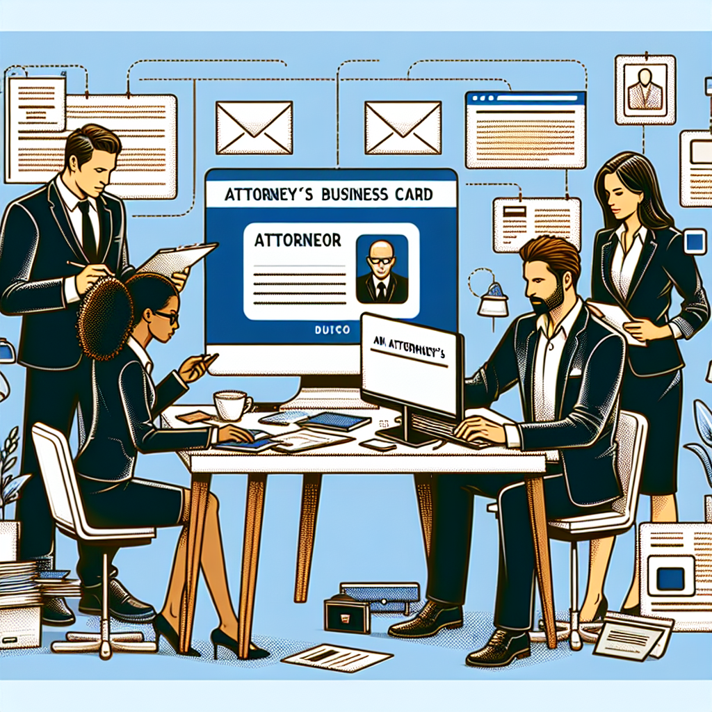 Команда специалистов занимается разработкой адвокатского сайта-визитки, работая за столом, окруженные компьютерами и документами, отражающими процесс работы.