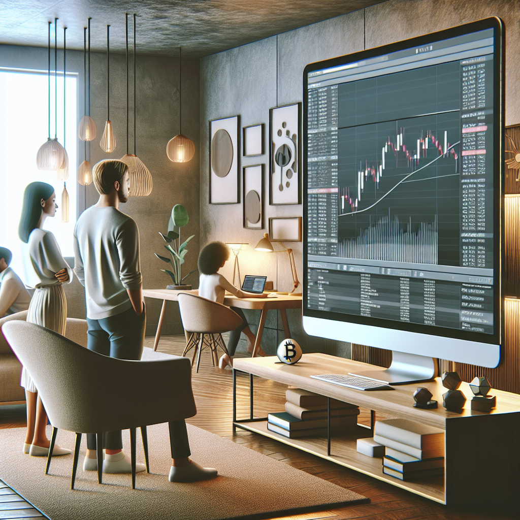 Imagine care prezinta interfata botului de arbitraj p2p pe ecranul unui computer. Persoanele din imagine au trasaturi europene. Fundalul este un birou confortabil, cu elemente de <a href=
