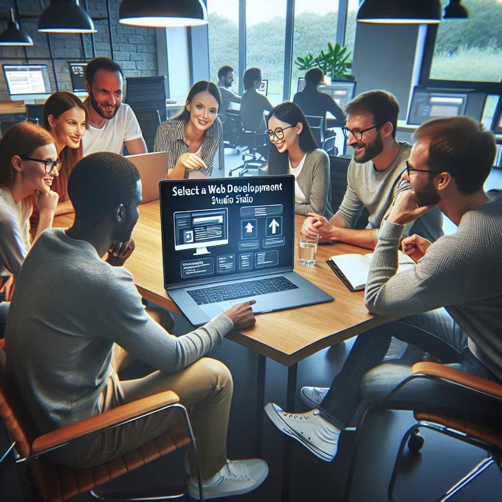 Grupa de europeni discuta despre alegerea unei web studiouri la un laptop intr<a href=