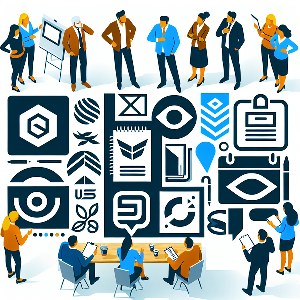 Imagini cu logo-uri simple, dar impactante ale diverselor companii. Logo-urile trebuie sa fie variate in stil si culoare, pentru a evidentia diversitatea abordarii in design. Persoanele care discuta despre aceste logo-uri trebuie sa aiba un aspect european.