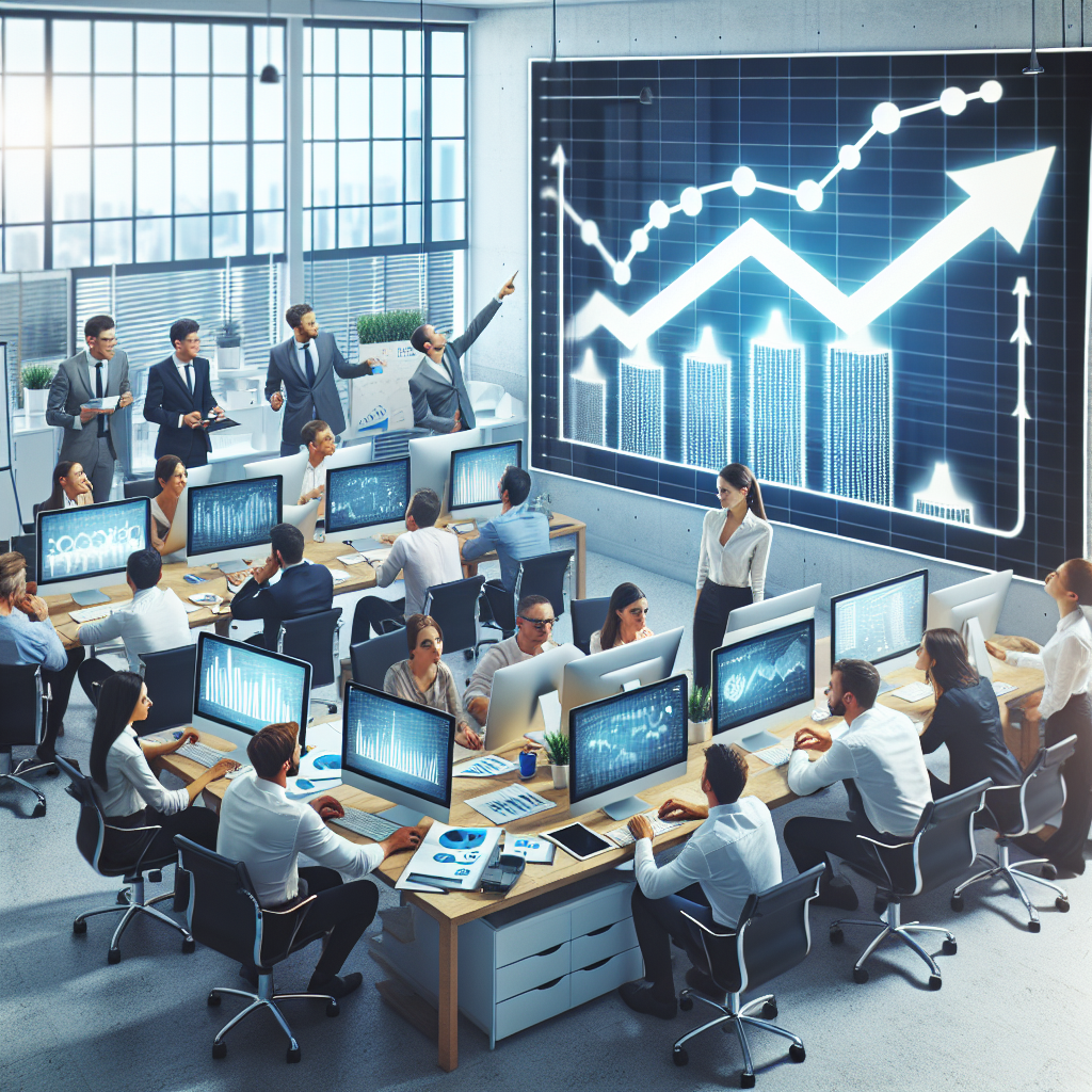 Imagine care prezinta o diagrama financiara cu crestere, echipa de <a href=