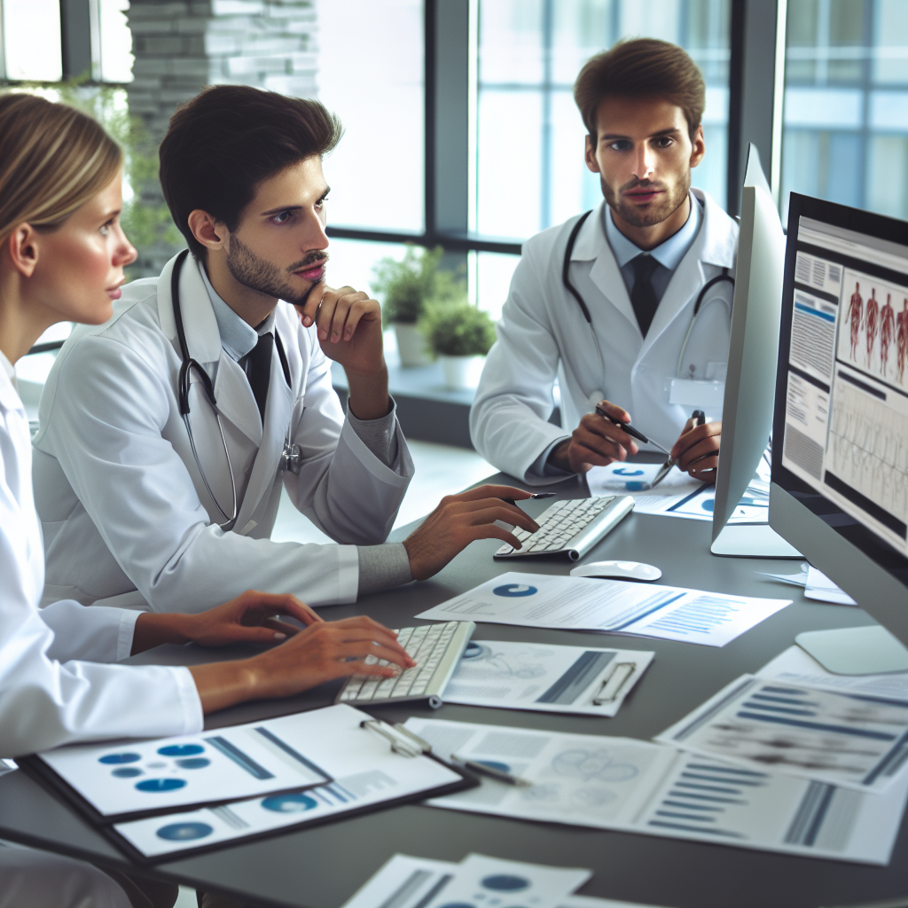 Medici (cu aspect european) discutand despre crearea unui <a href=