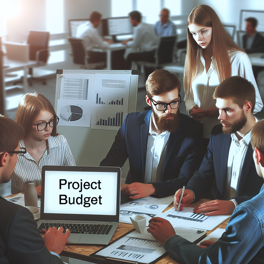 Imagine cu programatori europeni, barbati si femei, concentrati pe discutarea bugetului unui proiect in birou.
