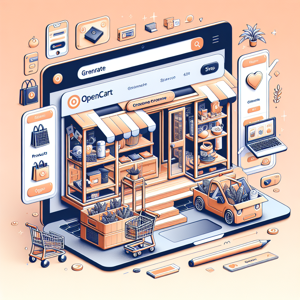 Успешный интернет-магазин на платформе Opencart с четким и современным интерфейсом, на котором представлены различные товары, доступные для покупки. Изображение выглядит как реальная фотография.