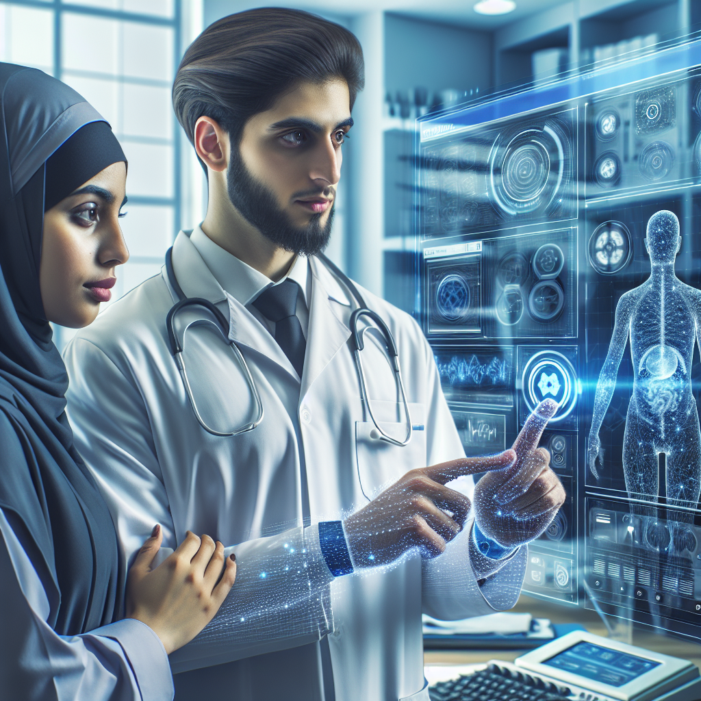 Imagine cu un doctor utilizand tehnologii generative pentru <a href=