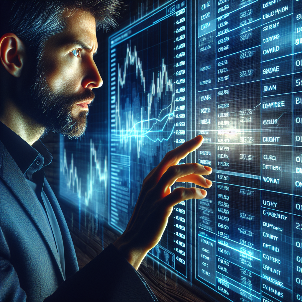 Imagine a unui trader care alege o platforma pentru tranzactionarea criptomonedelor, cu grafice si listari de criptomonede in fundal, toate persoanele avand trasaturi europene.