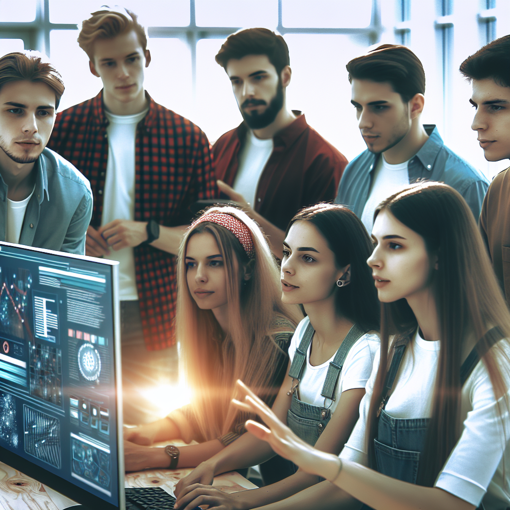 Команда молодых специалистов европейской внешности, работающих над платформой <a href=