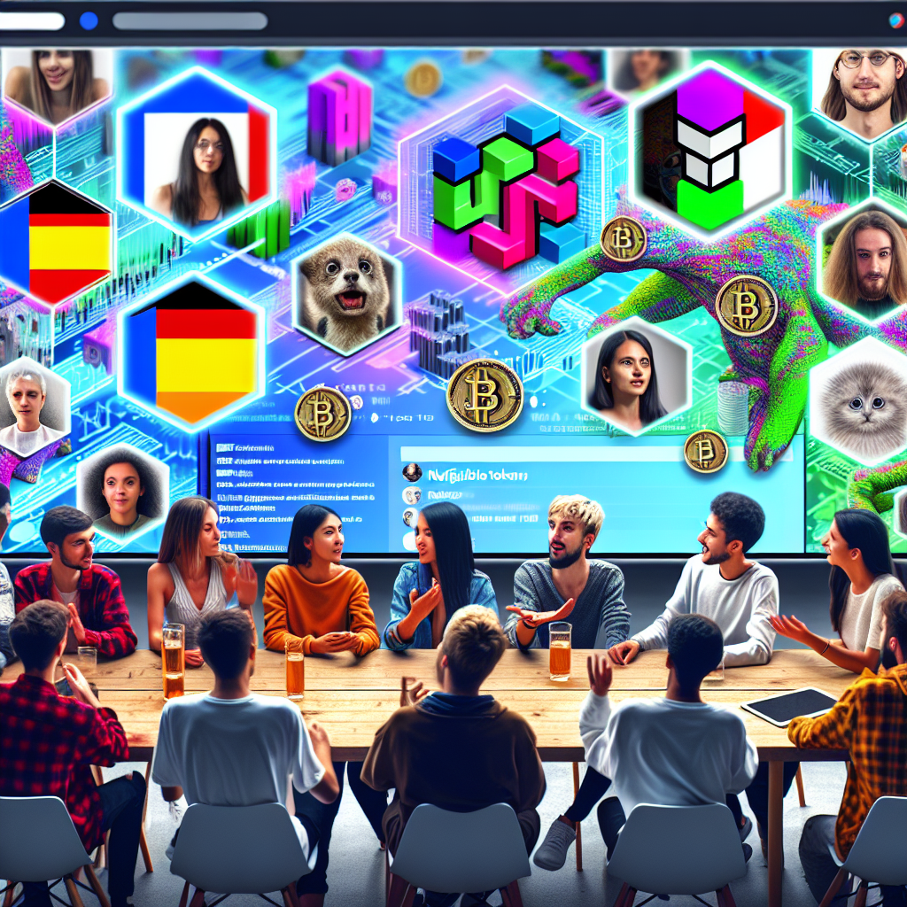 Imaginea unui server modern Discord, unde tineri europeni discuta despre NFTs, aratand ca o fotografie reala.