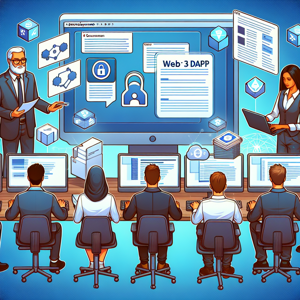 Ilustrare a procesului de dezvoltare a unui web3 dapp, punand accent pe importanta securitatii si usurintei in utilizare. <a href=
