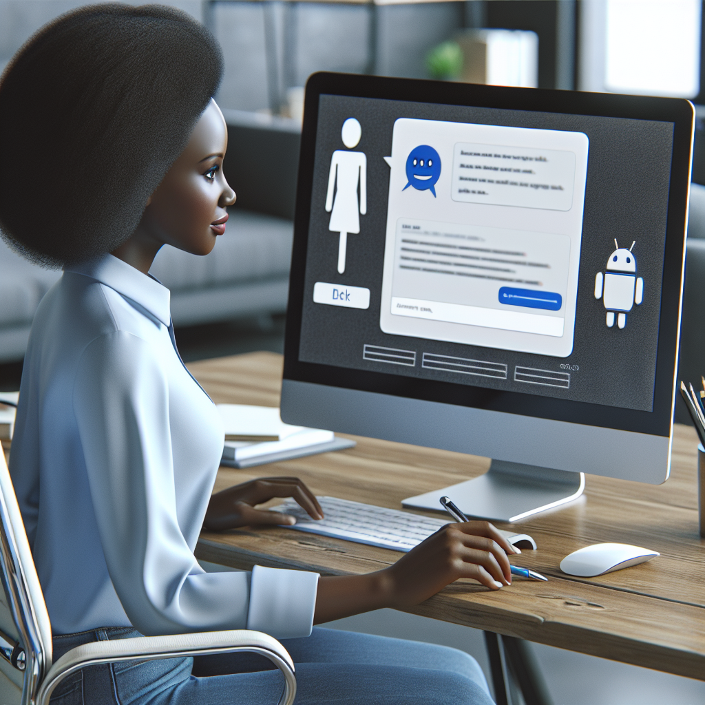Imagine cu un client care interactioneaza cu un chat-bot pe un site, aratand ca o fotografie reala.