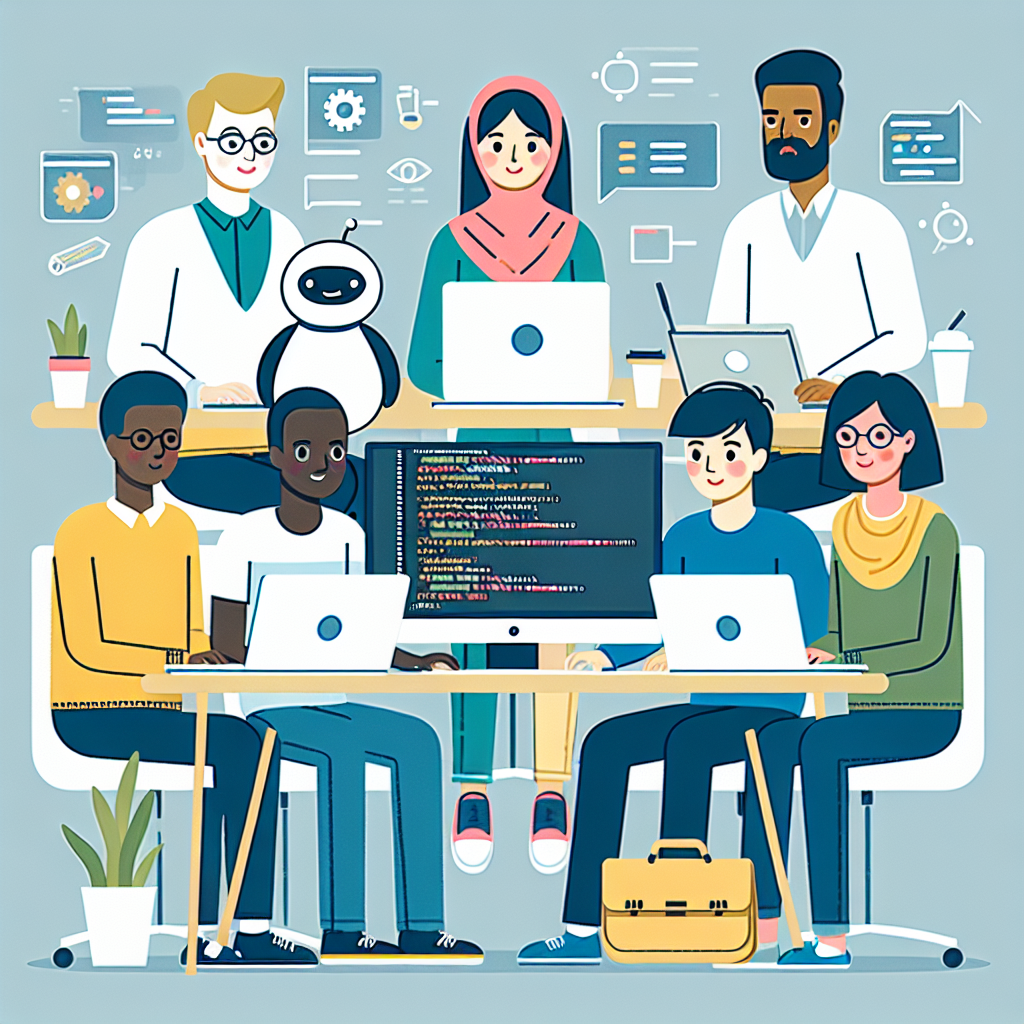 Imagine cu o echipa de profesionisti care lucreaza la crearea unui chatbot. In fotografie <a href=
