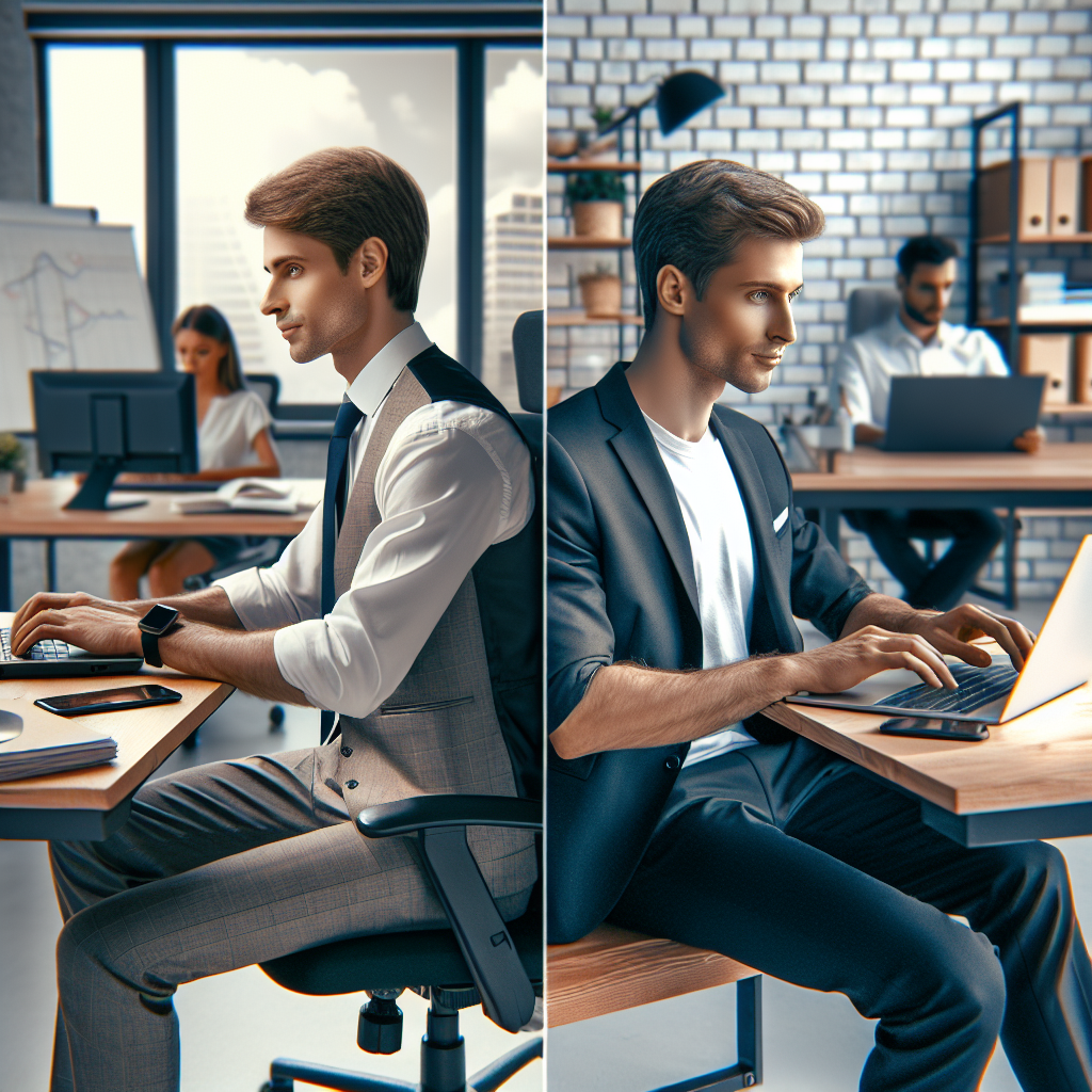 O imagine care ilustreaza contrastul intre mediul de birou al unei companii de outsourcing si un freelancer care lucreaza acasa la un laptop. Toate fetele trebuie sa aiba aspect europoid, iar imaginea trebuie sa arate ca o fotografie reala, greu de diferentiat de o fotografie autentica.