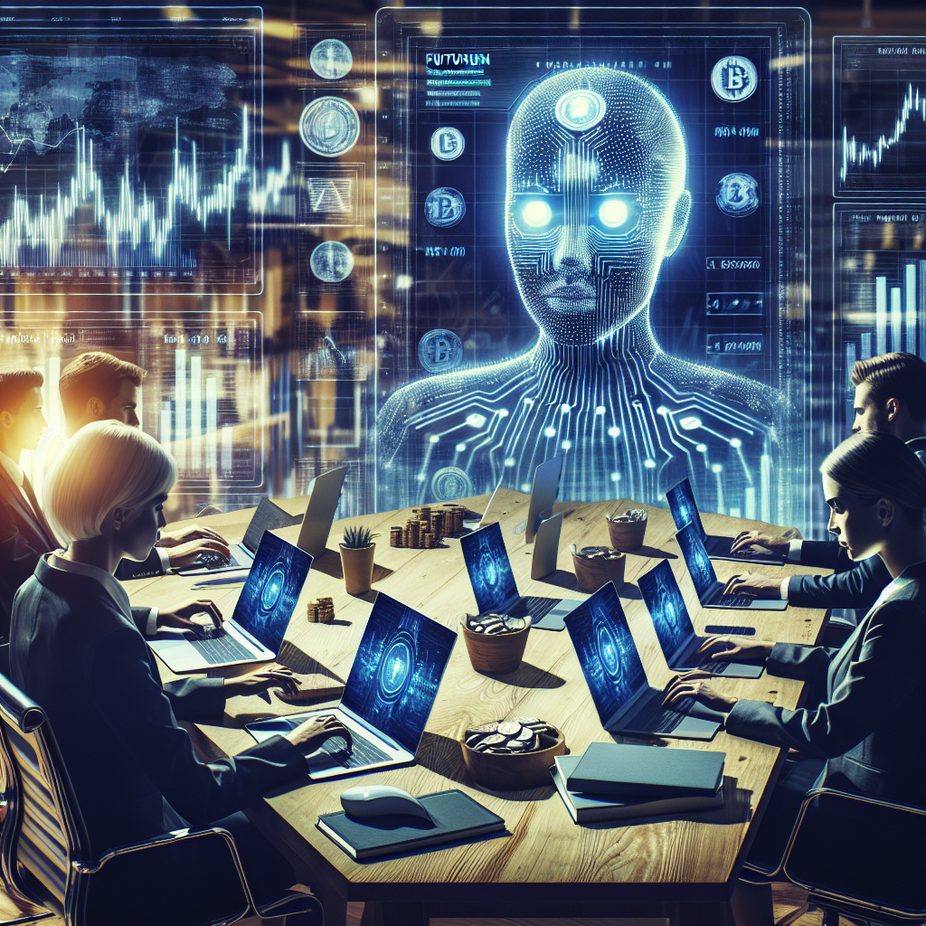 Imagine cu un bot de trading futures Bybit pe fundalul graficelor de <a href=