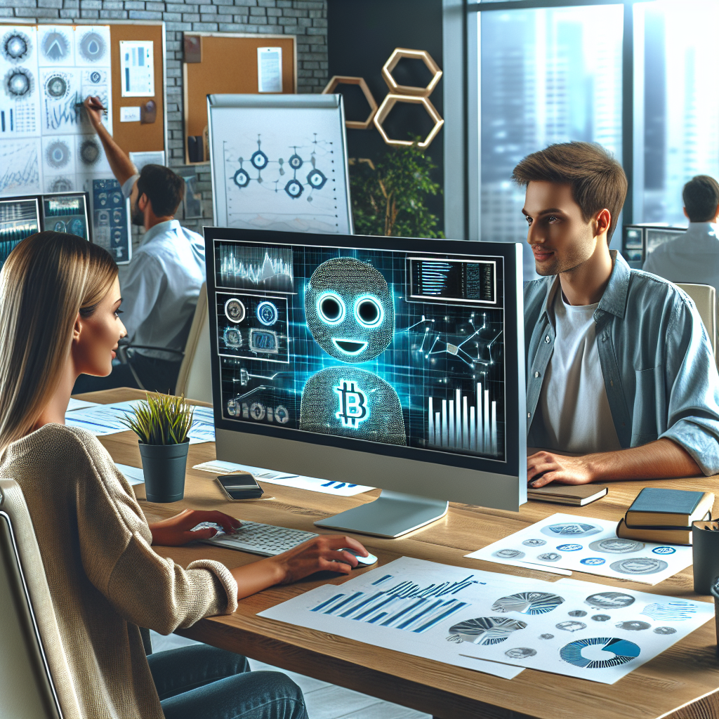 Imagini cu oameni de tip european folosind un robot de tranzactionare pentru <a href=
