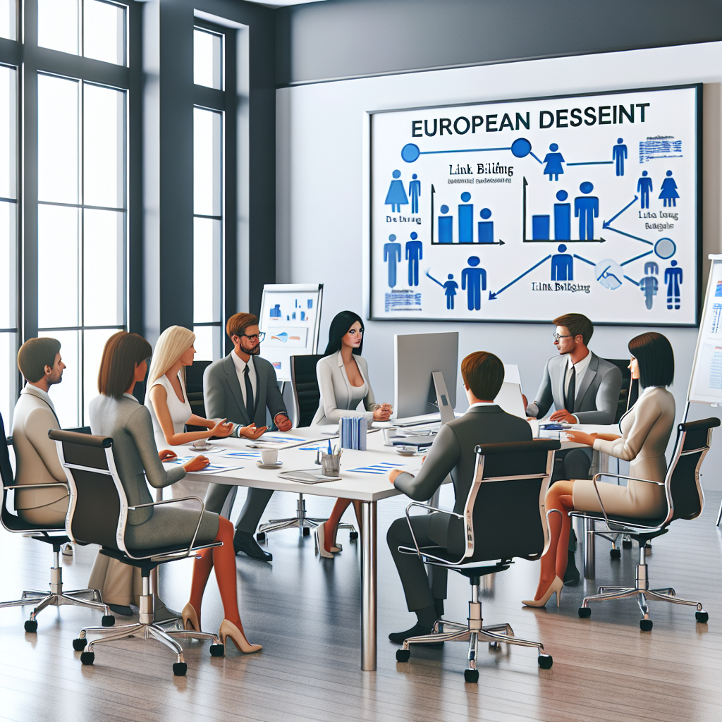 Imagine cu o echipa de muncitori europeni intr-un birou, discutand despre strategii de <a href=