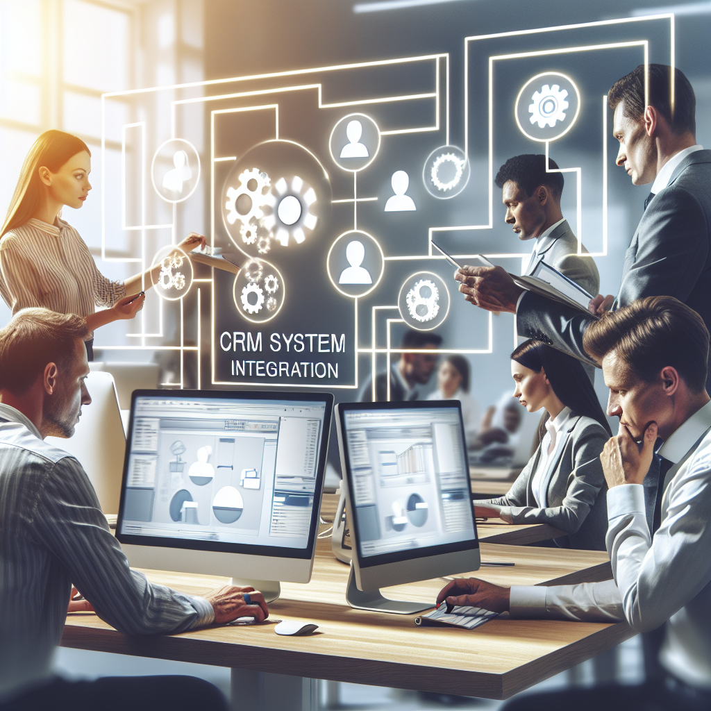 Imagine cu procesul de integrare a sistemului CRM intr-un birou, unde specialisti europeni lucreaza la computere si discuta detaliile integrarii. Atmosfera transmite dinamica si <a href=