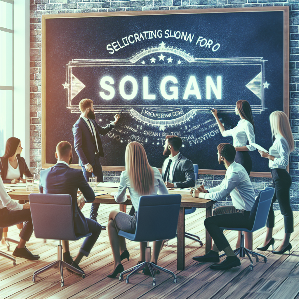 Imagine a unui proces de brainstorming al unei echipe care lucreaza la alegerea unui slogan pentru o companie intr-un birou stylish, toti oamenii avand aspect european, intr-o atmosfera prietenoasa si plina de viata, ca si cum ar fi fost surprinse intr-o fotografie.