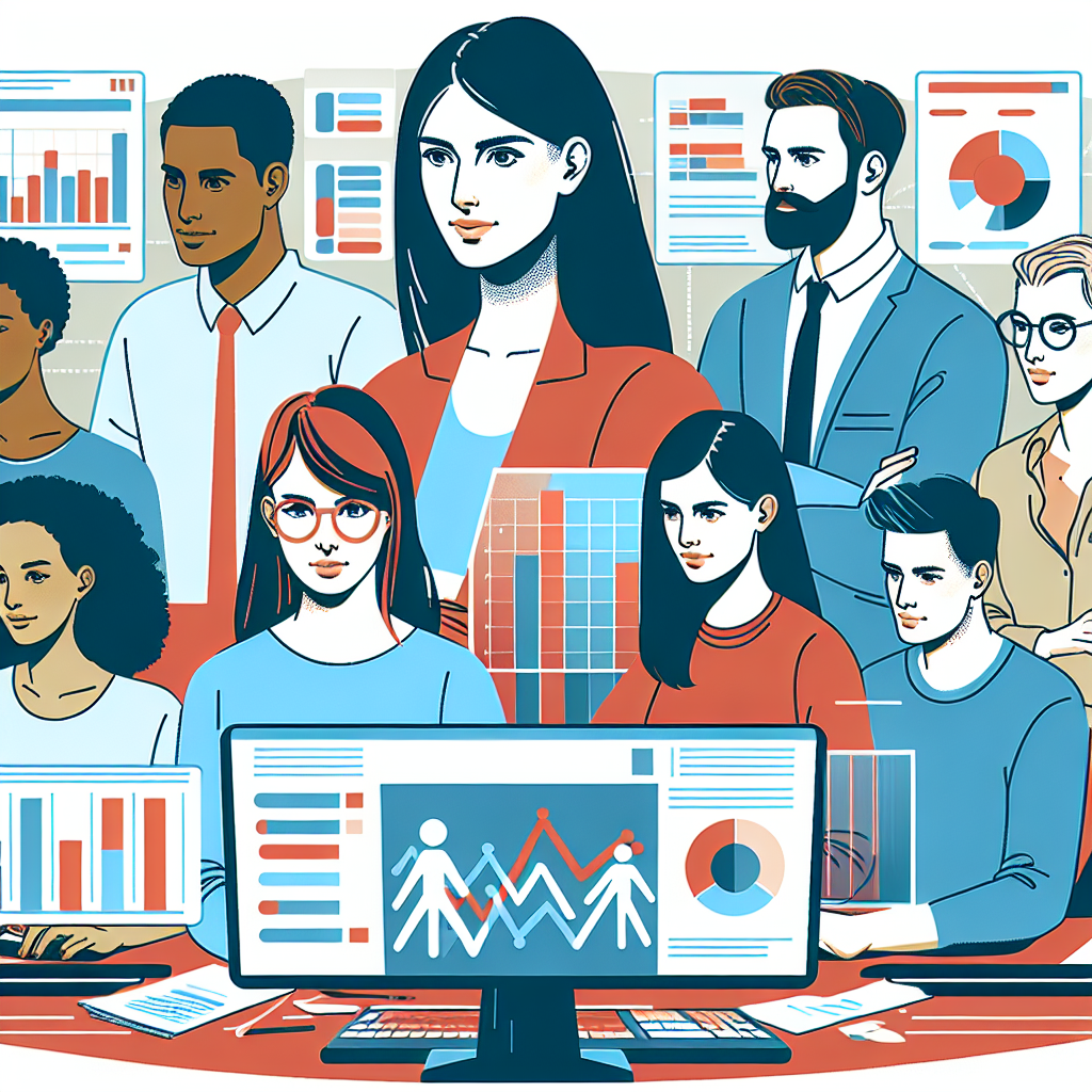 Imagine pentru un articol despre strategia de marketing B2B, aratand o echipa de oameni in birou, lucrand la un proiect, cu trasaturi europene, inconjurati de grafice si <a href=