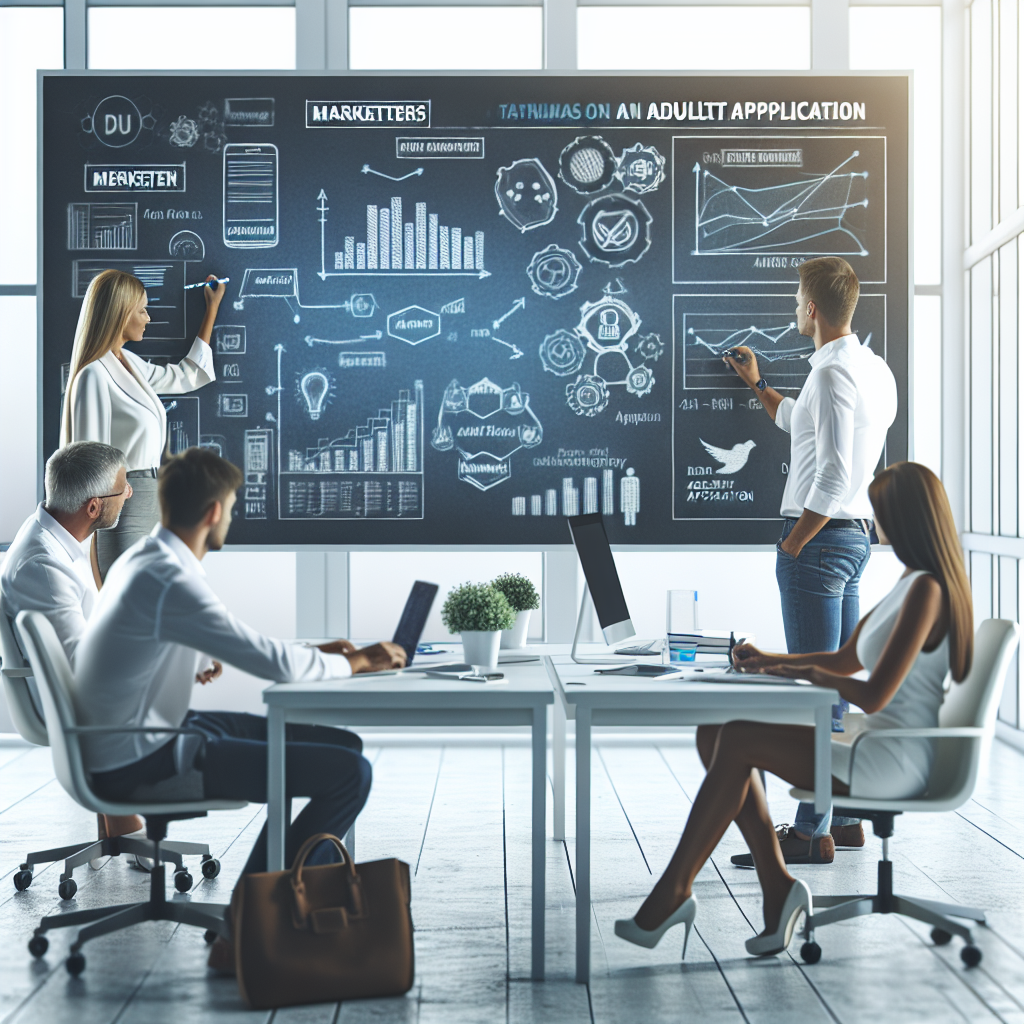 Imagine cu o echipa de marketeri de succes, lucrand la strategia pentru o aplicatie destinata adultilor, intr-un birou dotat cu <a href=