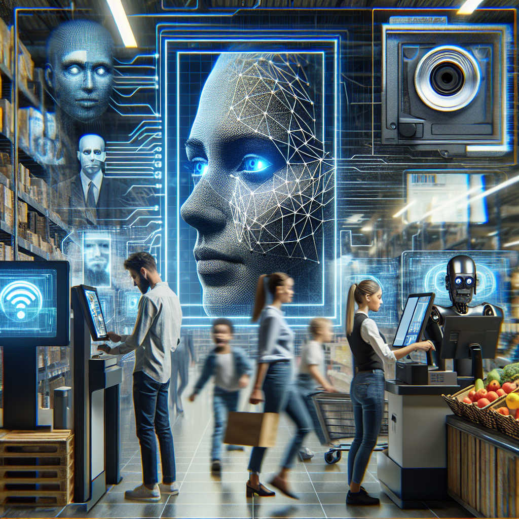 Imagine care ilustreaza viziunea computerizata, incluzand sisteme de recunoastere faciala, <a href=