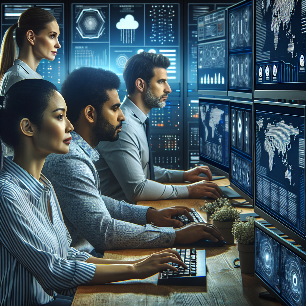 Profesionalii din domeniul securitatii cibernetice lucreaza la monitorizarea datelor si <a href=