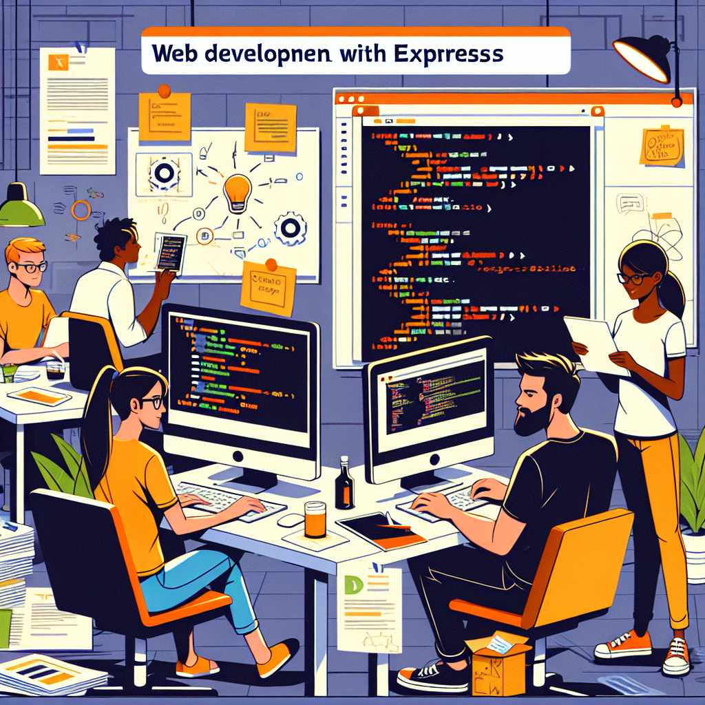 Imagine care ilustreaza avantajele dezvoltarii web pe Express.js, cu <a href=