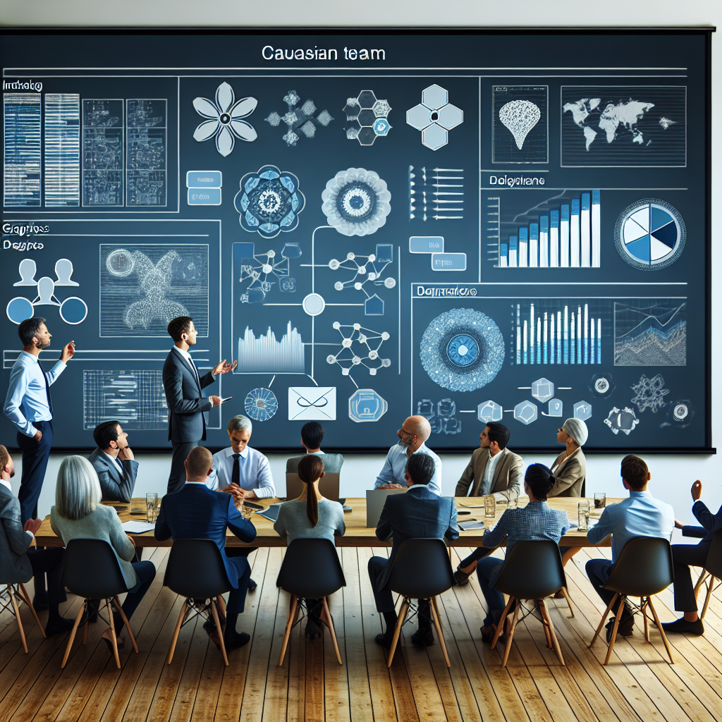 Imagini cu o echipa in timpul unei intalniri, discutand despre diverse proiecte Neo4j, cu grafice si scheme afisate pe un ecran. Toate persoanele ar trebui sa aiba un aspect european, iar imaginea ar trebui sa semene cu o fotografie.