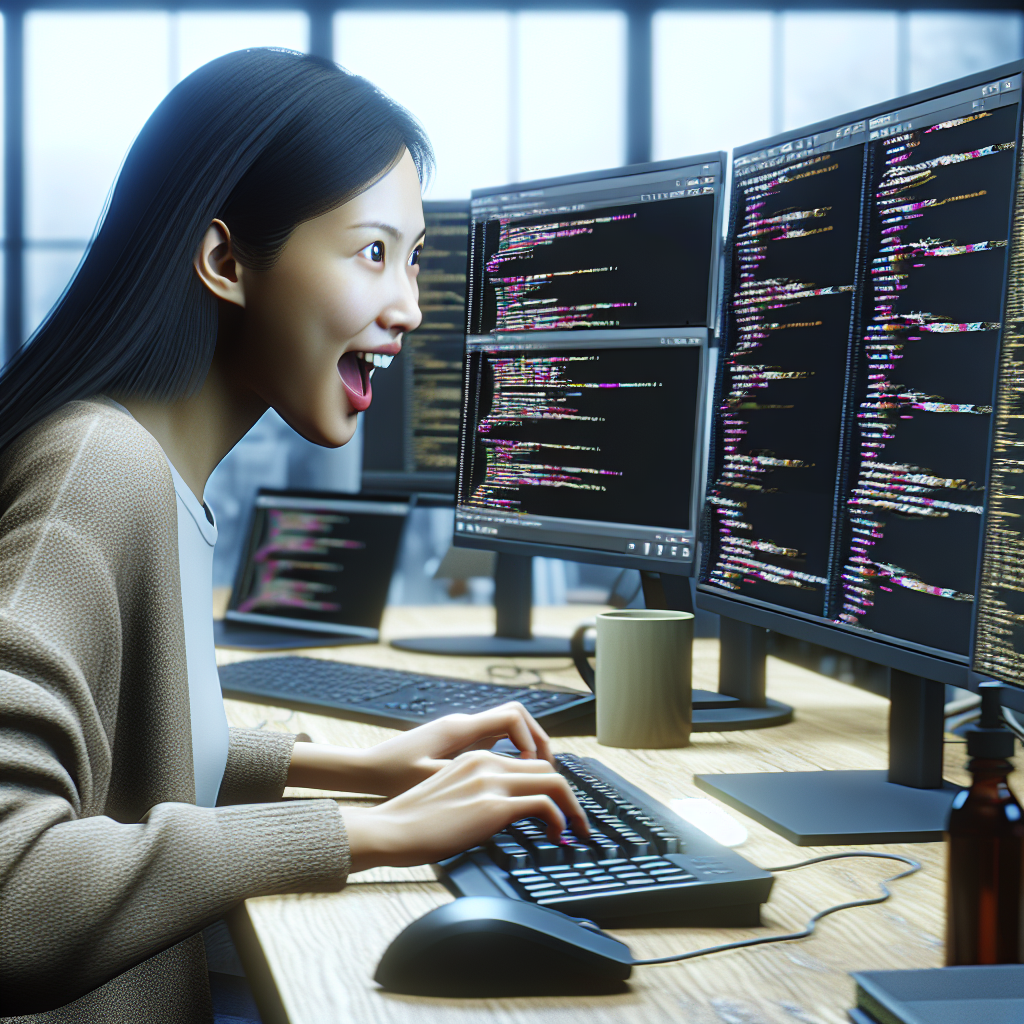 Imaginea unui programator european lucrand la computer, concentrat pe procesul de dezvoltare in limbajul Lua. Imaginea arata ca o fotografie reala, fara a putea fi distincta de o captura foto standard.