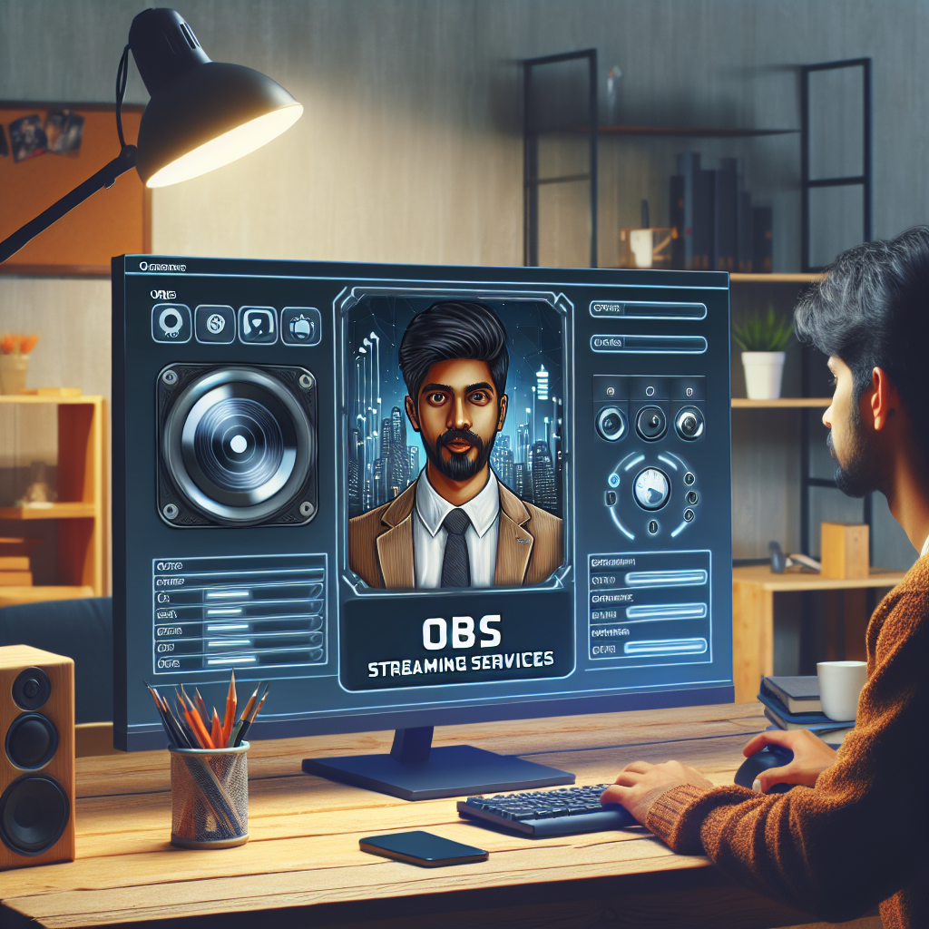 На экране компьютера представлен интерфейс OBS с профессиональными настройками и надписю