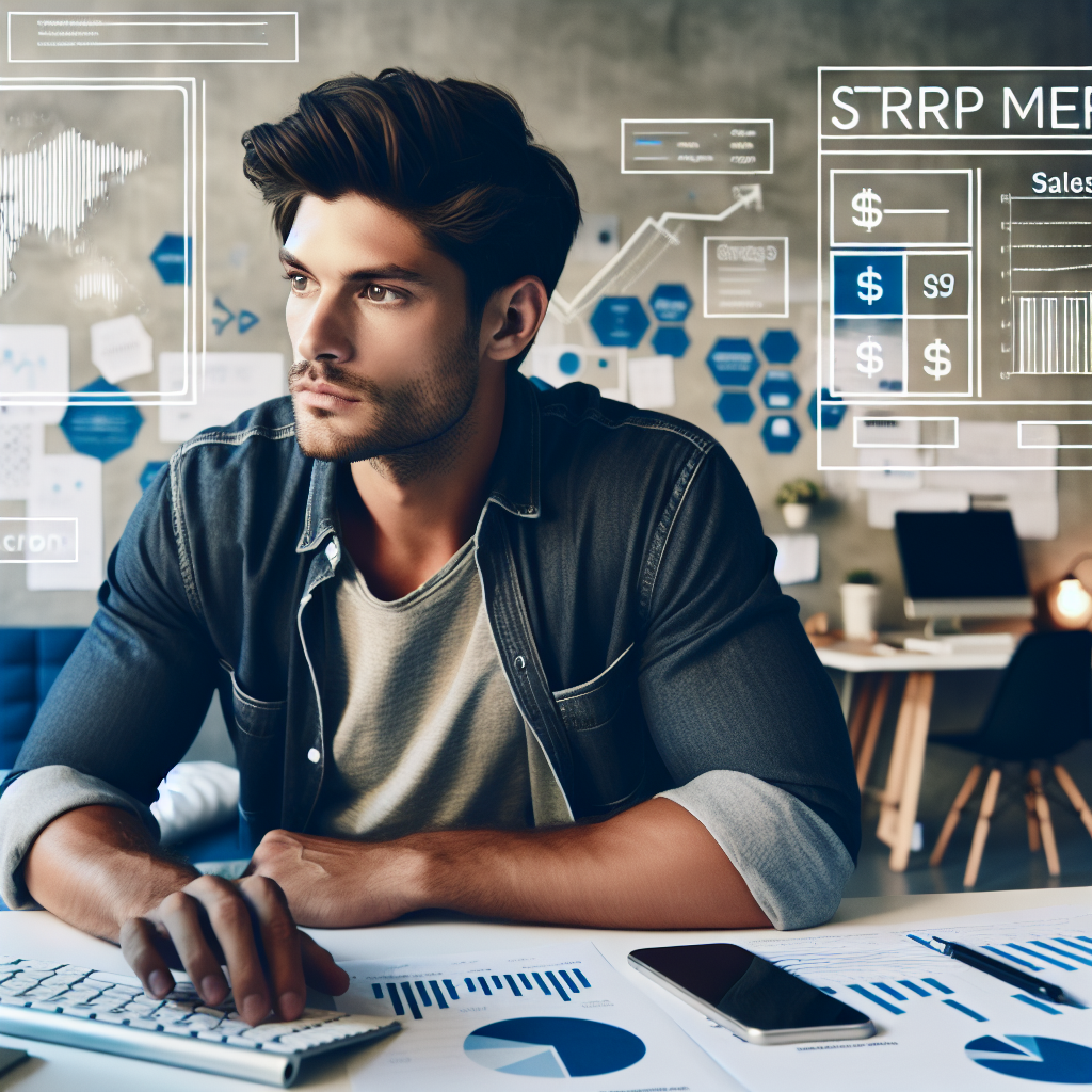 Imaginea ilustreaza un tanar care lucreaza la un computer, explorand sistemul de plati international Stripe. Acesta are un aspect european, cu o expresie ganditoare, fiind inconjurat de grafice si diagrame care prezinta <a href=