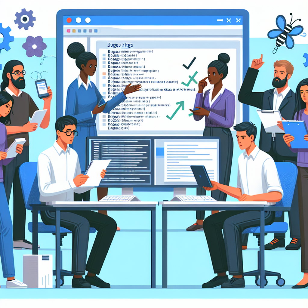 Imagine cu o echipa de testeri software care discuta despre erorile gasite si imbunatatirile necesare, toti oamenii de tip european.