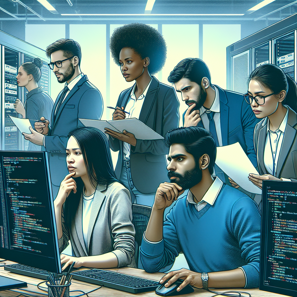 Команда профессионалов в IT-компании, работающих над установкой <a href=